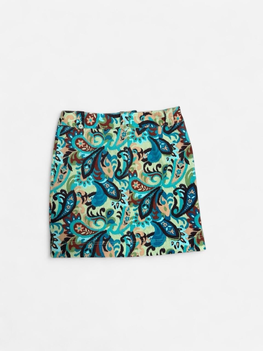 Harold's Teal & Blue Paisley Mini Skirt